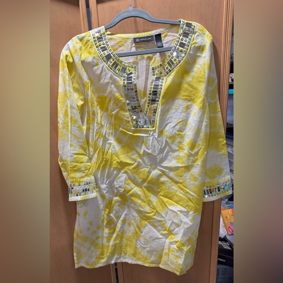 INC Blouse yellow and Silver - Picture 2 of 2